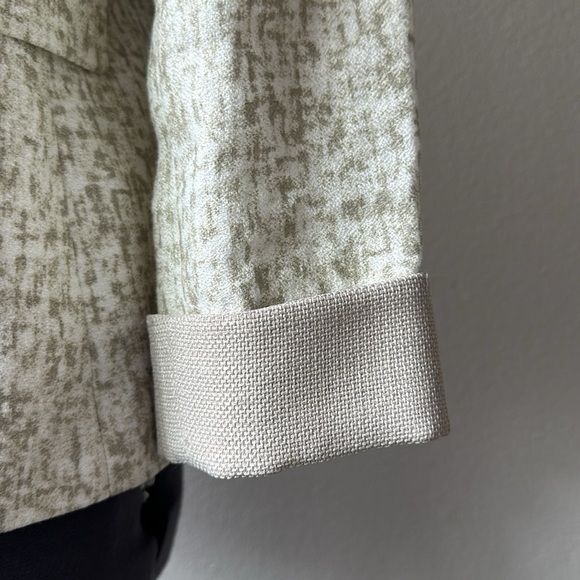 Tahari jacket 10P tan white fitted linen career lined tuxedo style - Picture 3 of 11